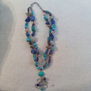 Elegant Blue and Green Gemstone Necklace